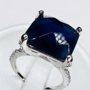 Elegant Sterling Silver and Blue Sapphire Gemstone Ring